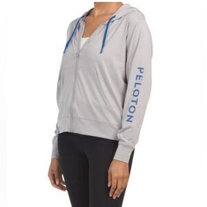 Women’s Peloton Dreamblend Gray Full Front Zip hooded jacket, size small